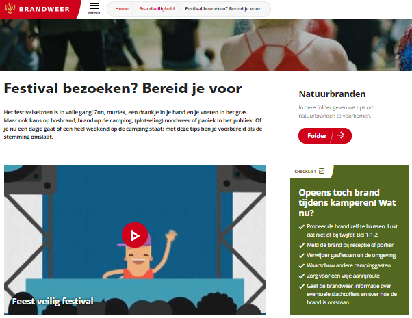 Schermafbeelding van de pagina op Brandweer.nl